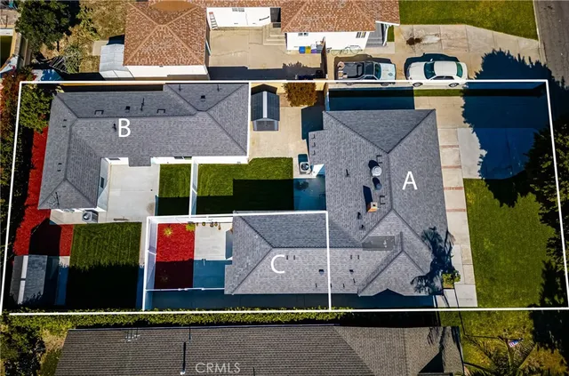 an aerial view of multiple house