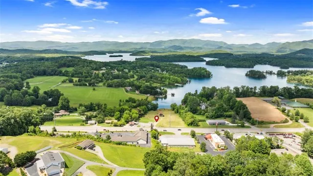 a view of a lake with a mountain