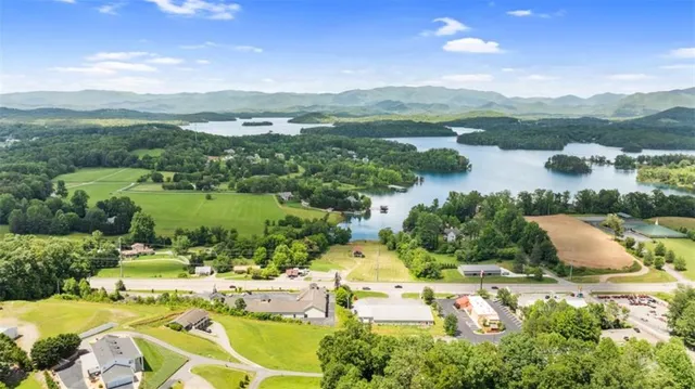 a view of a lake with a mountain