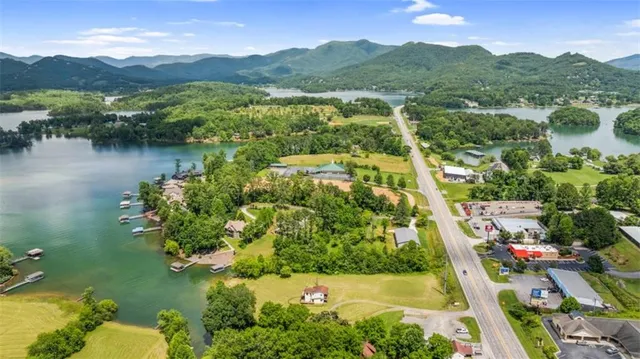 a view of lake and mountain