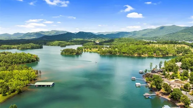 a view of lake with mountain
