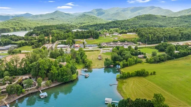 a view of lake and mountain