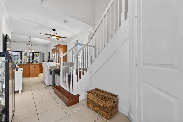 a view of entryway and workspace