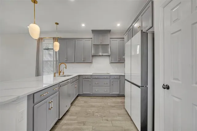 a view of a swimming pool and an outdoor seating