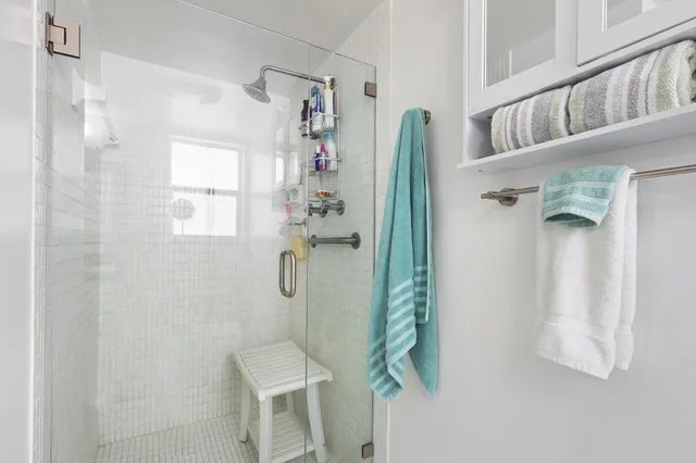 a bathroom with a shower