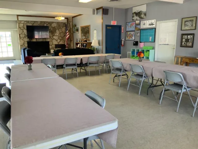 a view of a dining area with furniture