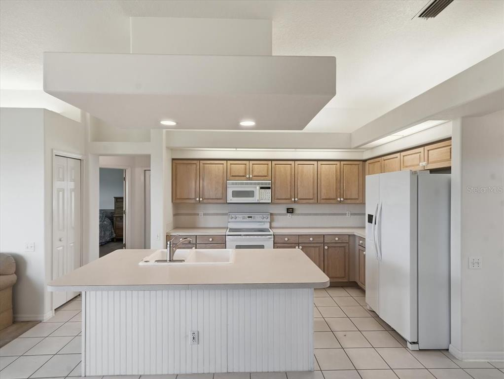 9311 Butler Boulevard Weeki Wachee, FL 34613 - Photo 33 of 60 a kitchen with a sink a refrigerator and cabinets