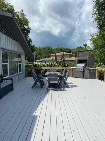 a view of balcony with seating space