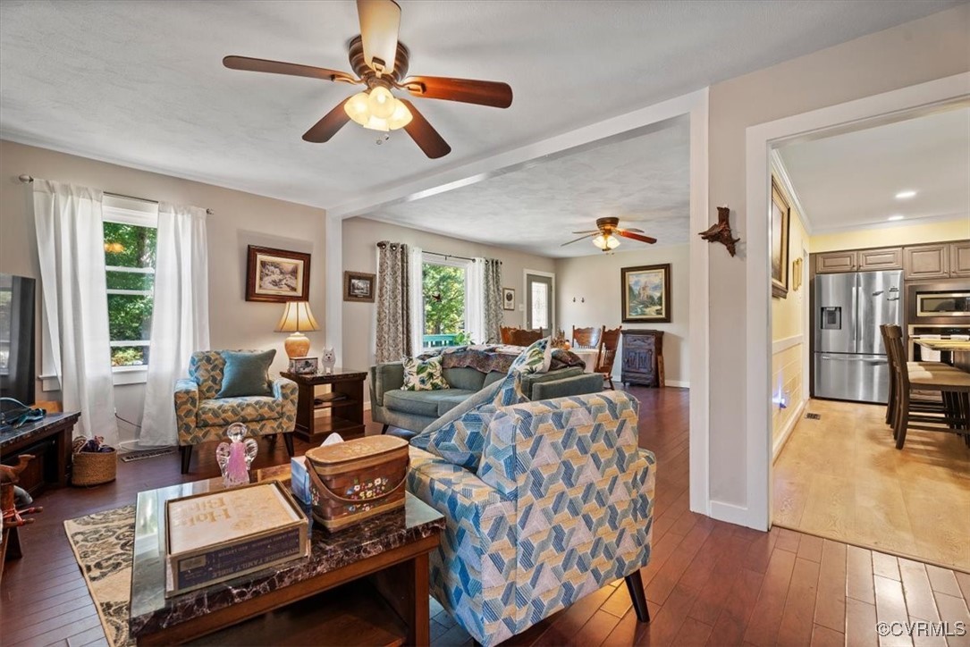 10459 Rockingham Road Mechanicsville, VA 23116 - Photo 15 of 48 Living room with dark wood-type flooring, ceiling