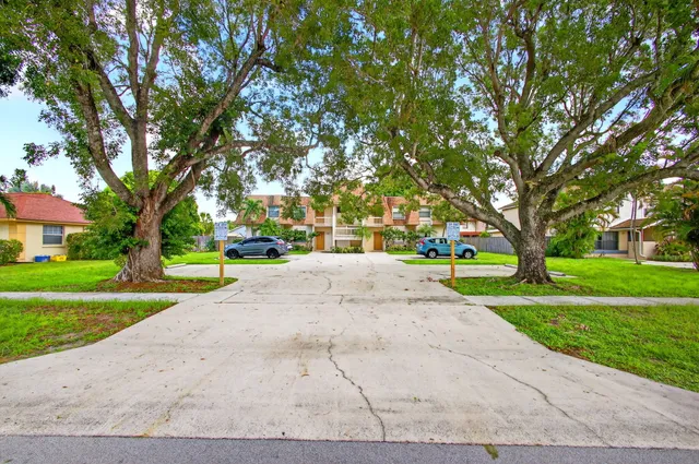 a view of a park with tree s