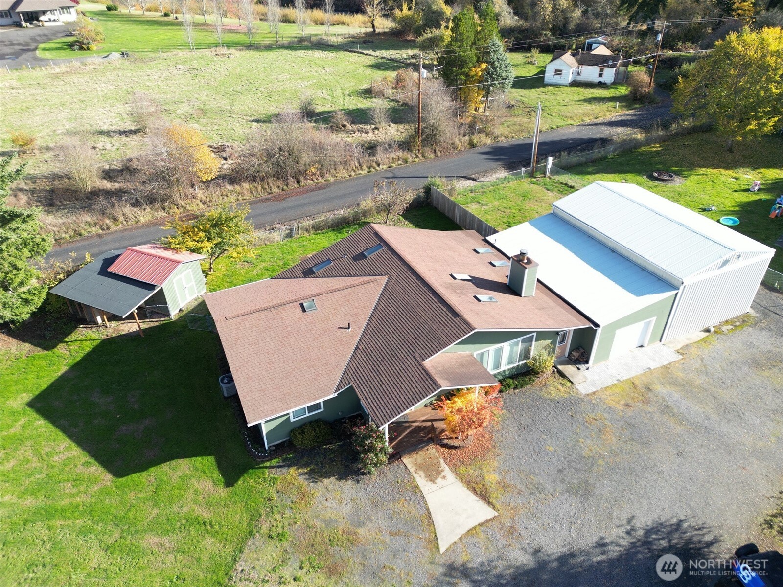 116 Taylor Road South Chehalis, WA 98532 - Photo 3 of 35 an aerial view of a house with a yard basket ball court and outdoor seating
