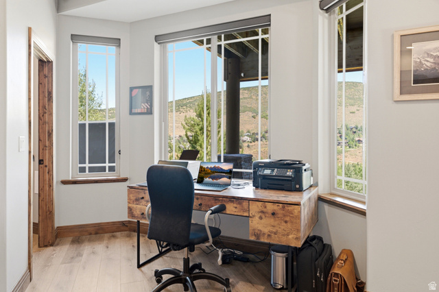 3148 Lower Saddleback Road Park City, UT 84098 - Photo 46 of 67 Dedicated office space featuring light wood-finish flooring and a built-in desk with multiple drawers