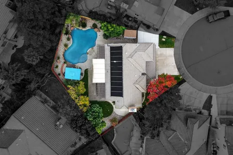 an aerial view of a house