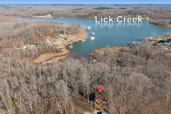 a view of a lake with an outdoor space