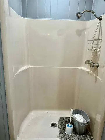 a bathroom with a bathtub