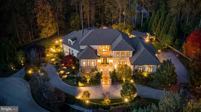 a view of a swimming pool with a garden