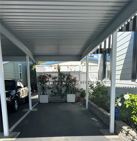 a view of a porch with furniture