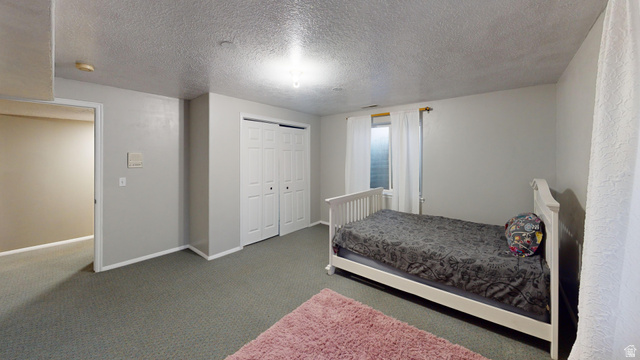 9029 North Treasureton Road Preston, ID 83263 - Photo 18 of 31 Carpeted bedroom featuring a textured ceiling and a closet