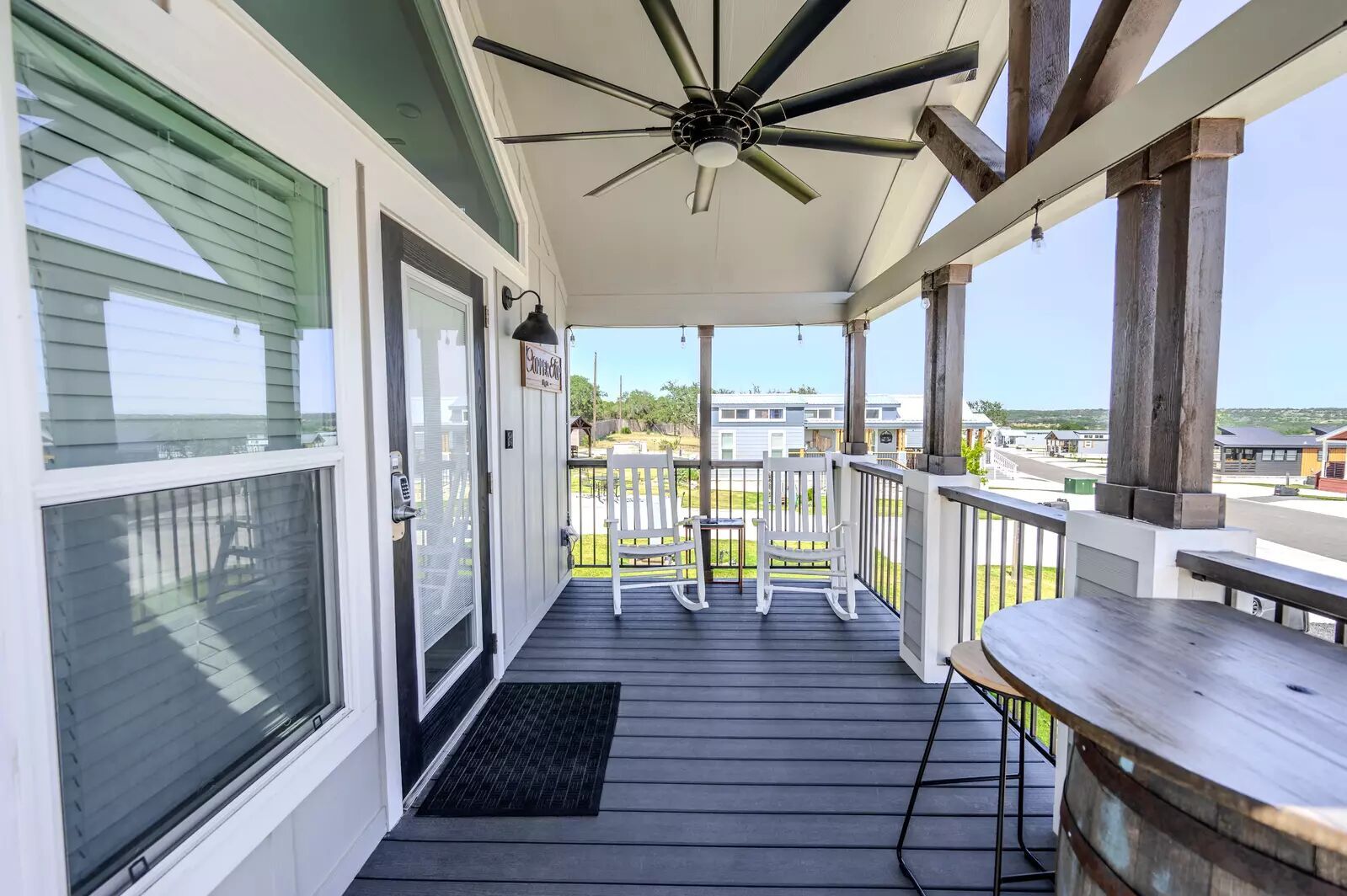 5386 Ranch Road 1376, Unit 79 Fredericksburg, TX 78624 - Photo 3 of 39 Deck featuring a ceiling fan