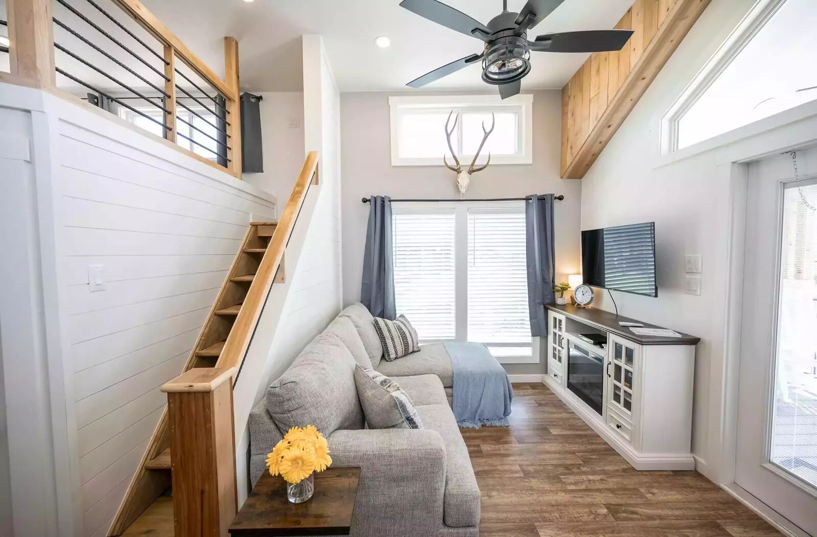 5386 Ranch Road 1376, Unit 79 Fredericksburg, TX 78624 - Photo 6 of 39 Living area with wood finished floors, a ceiling fan, healthy amount of natural light, and recessed lighting