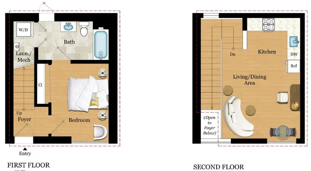 a view of a cafe with a couple of people in a patio