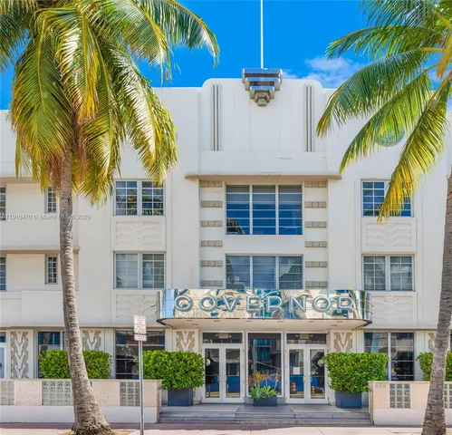 a front view of a multi story building