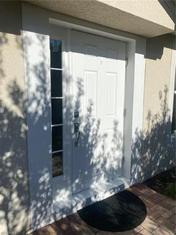 a view of a wooden door