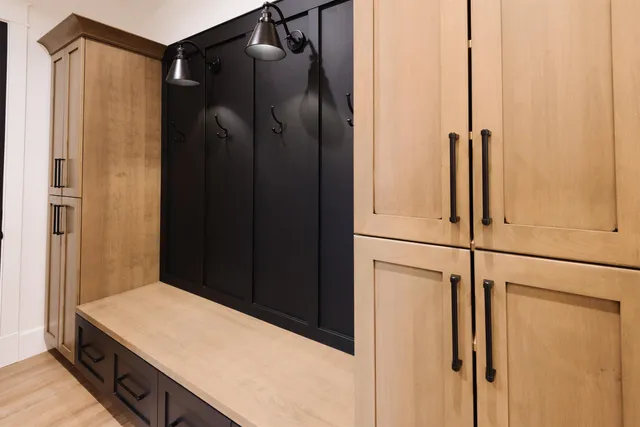 a bathroom with a shower and a sink