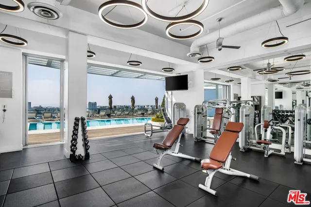 a view of a room with gym equipment