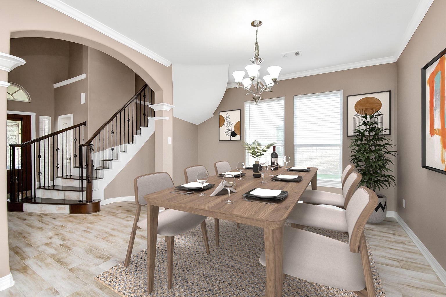 9511 Emerald Lakes Drive Rosharon, TX 77583 - Photo 6 of 38 a view of a dining room with furniture window and wooden floor