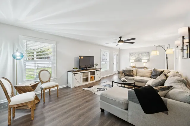 a living room with furniture