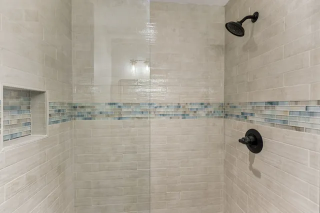 a bathroom with shower