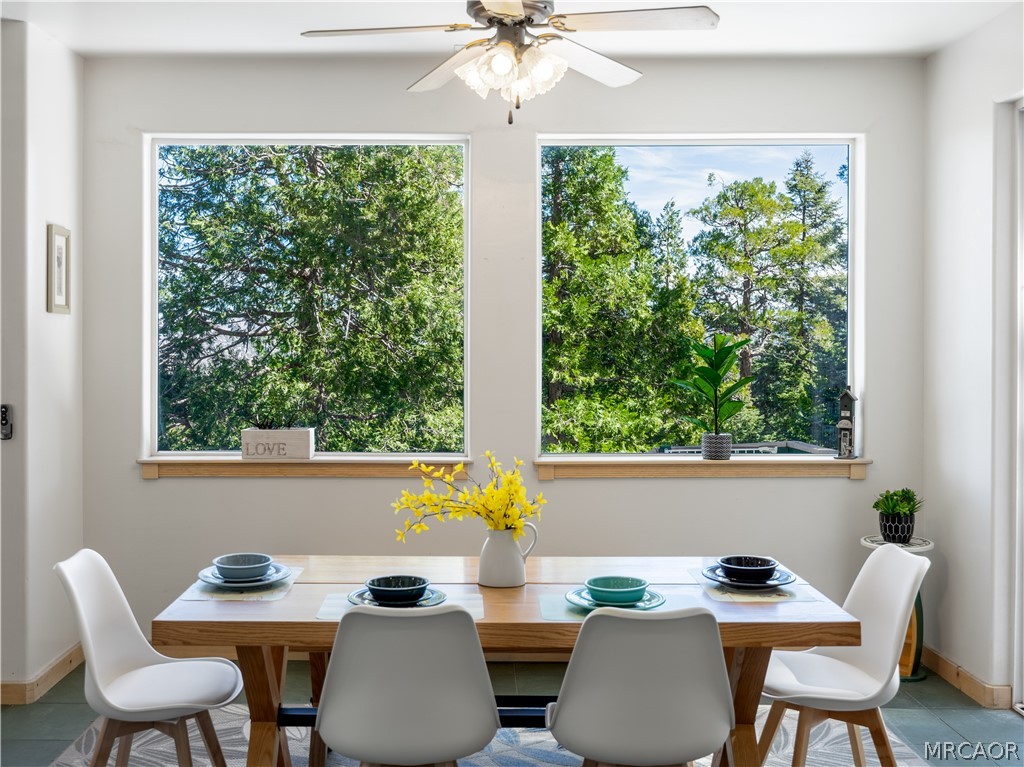 277 Grizzly Road Lake Arrowhead, CA 92352 - Photo 6 of 33 a dining room with furniture and a window