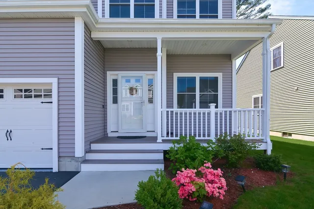 a view of a house with potted plants
