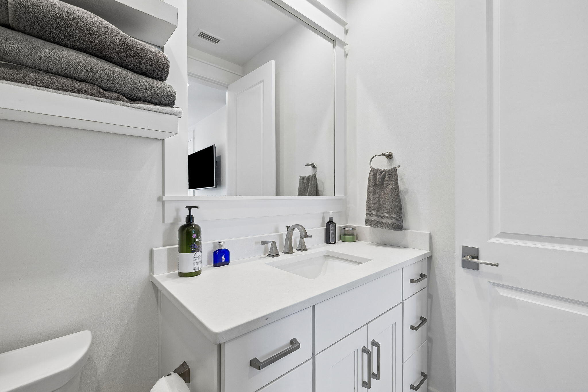 115 Log Landing St Inlet Beach Inlet Beach, FL 32461 - Photo 39 of 69 a bathroom with a sink and a mirror