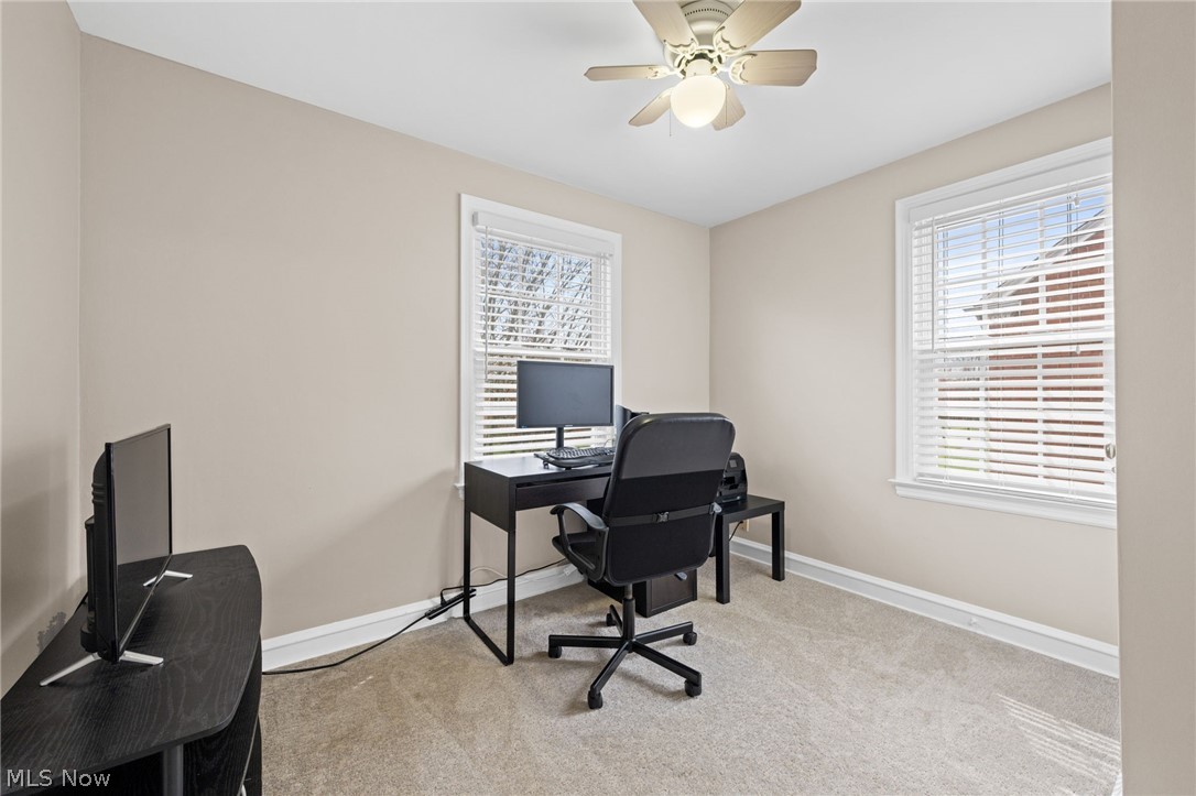 2368 Ashurst Road Cleveland, OH 44118 - Photo 10 of 20 Office space featuring light carpet, ceiling fan, and a wealth of natural light