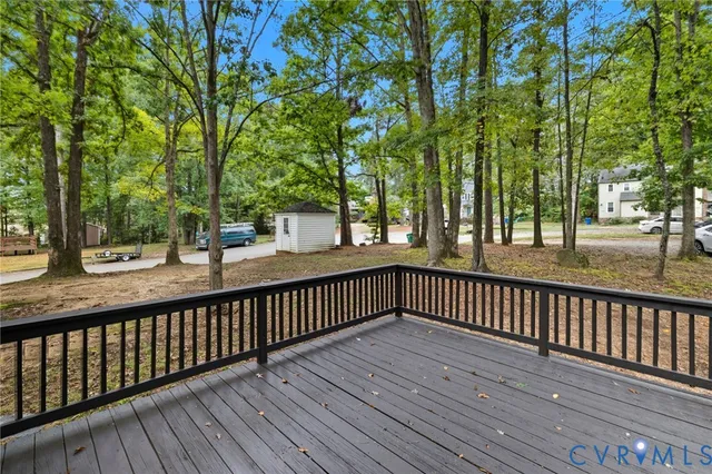 a view of a wooden deck