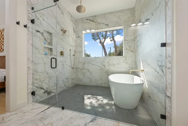 a view of a room with racks on the wall