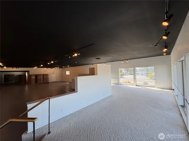 a view of a lobby with a couch