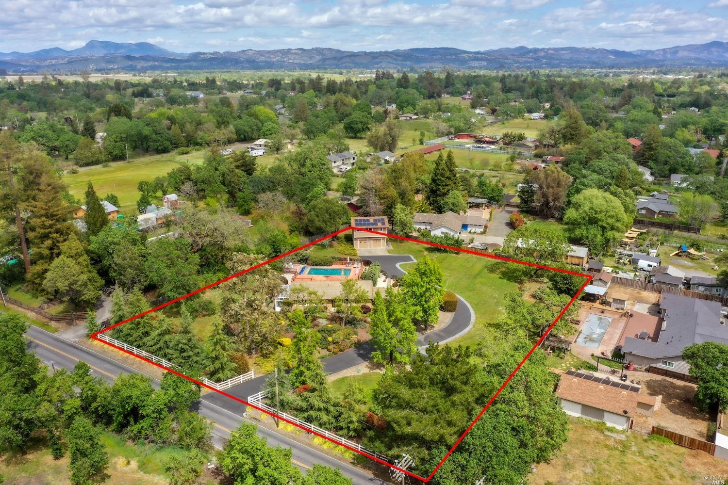 1454 Olivet Road Santa Rosa, CA 95401 - Photo 27 of 30 an aerial view of residential house with outdoor space and trees all around