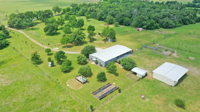 an aerial view of a house