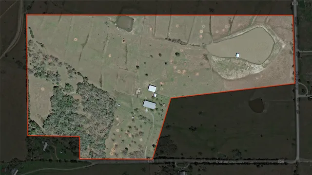 an aerial view of a highlighted house