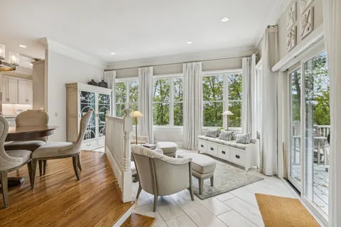 a view of a hallway with a window