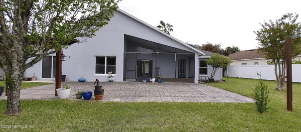 a view of a house with a patio