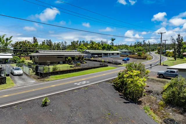 a view of a city street from a building