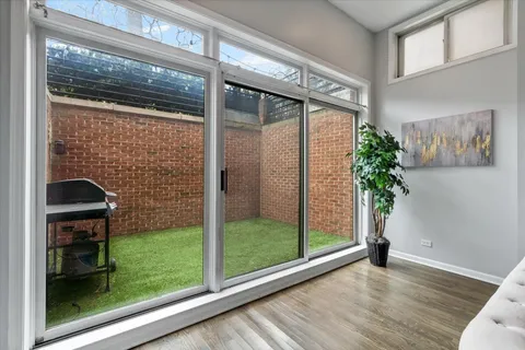 a view of a garden from a window