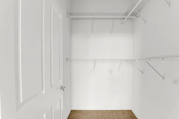 a view of an empty walk in closet