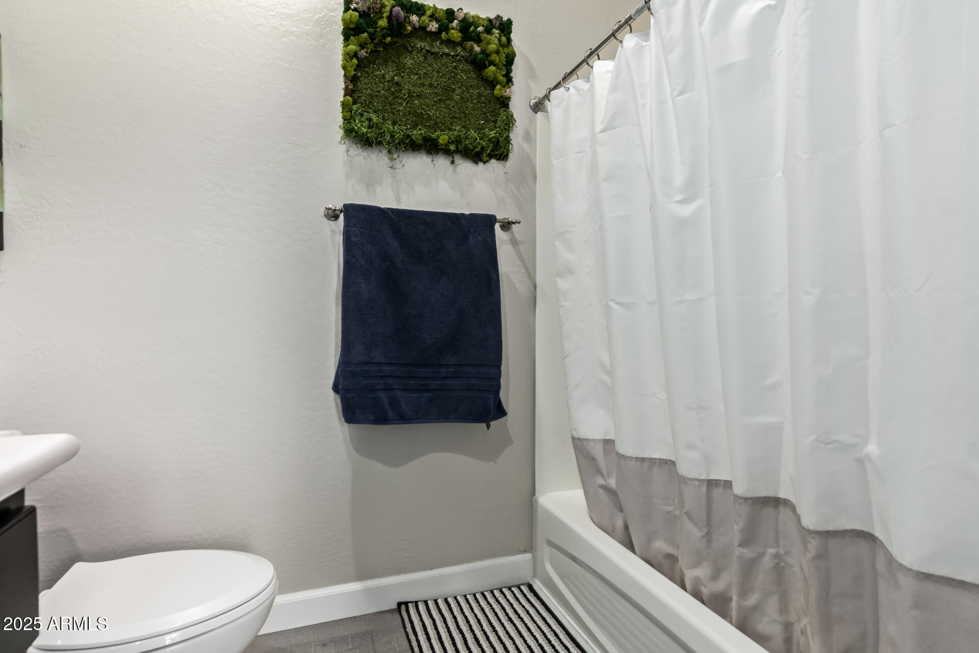 4777 South Fulton Ranch Boulevard, Unit 2035 Chandler, AZ 85248 - Photo 24 of 38 a bathroom with a toilet and a shower curtain