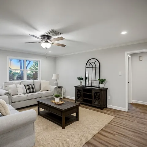 a living room with furniture