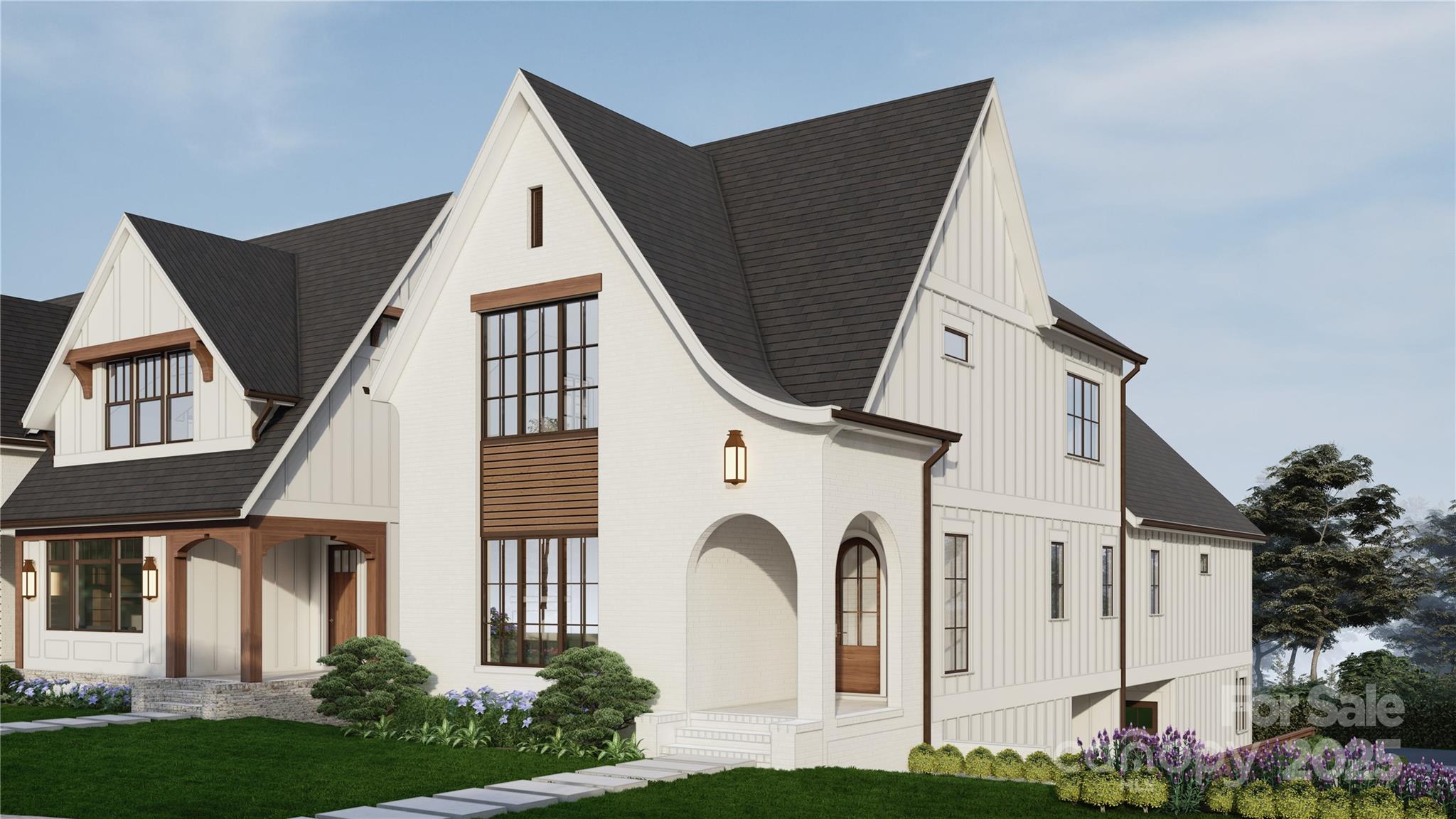 608 Walnut Street Davidson, NC 28036 - Photo 2 of 6 a view of a white house with large windows and a yard in front of it